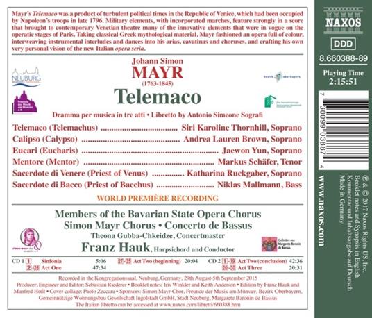Telemaco - CD Audio di Johann Simon Mayr - 2