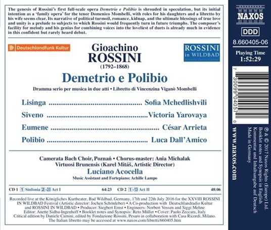 Demetrio e Polibio - CD Audio di Gioachino Rossini,Luciano Acocella - 2