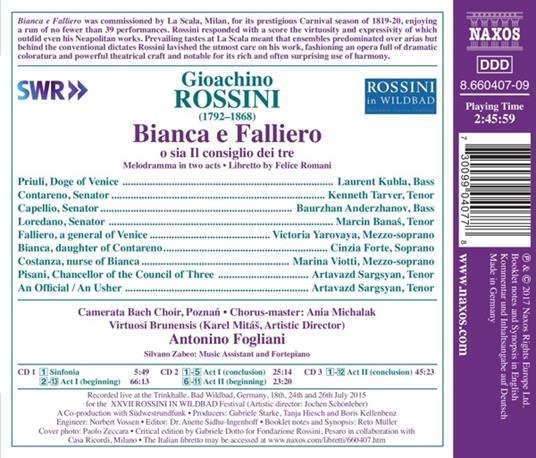 Bianca e Falliero. Melodramma in 2 atti - CD Audio di Gioachino Rossini - 2
