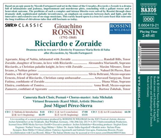 Ricciardo e Zoraide - CD Audio di Gioachino Rossini,José Miguel Pérez-Sierra - 2