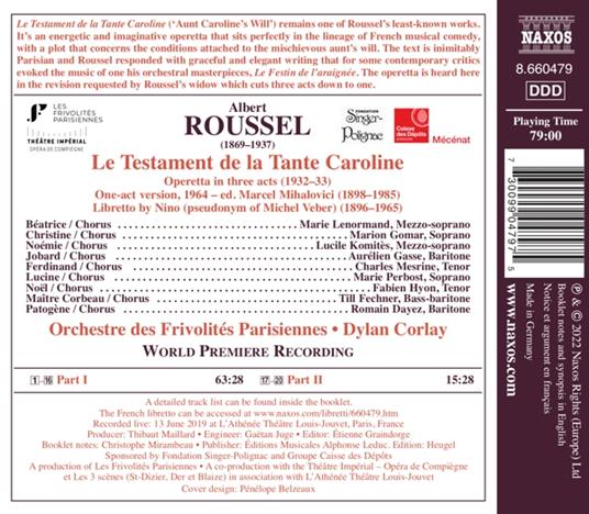 Le Testament de la Tante Caroline - CD Audio di Albert Roussel - 2