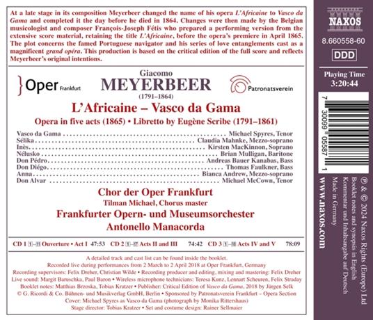 L'Africaine - Vasco Da Gama - CD Audio di Giacomo Meyerbeer - 2