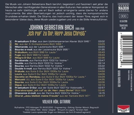 Ich Ruf Zu Dir, Herr - CD Audio di Johann Sebastian Bach