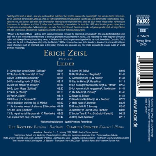Lieder. Weich Kusst Die Zweige Der Weisse Mond - CD Audio di Erich Zeisl,Ulf Bastlein - 2