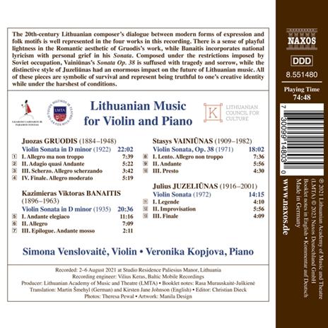 Lithuanian Music For Violin And Piano - CD Audio - 2