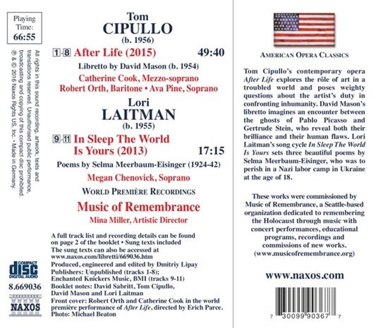 After Life - in Sleep the World Is Yours - CD Audio di Lori Laitman,Tom Cipullo - 2