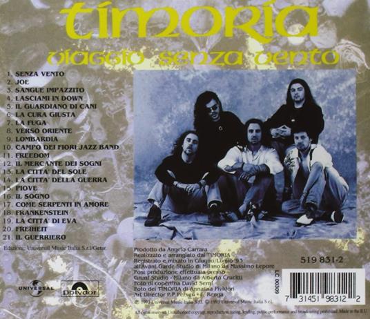 Viaggio senza vento - CD Audio di Timoria - 2