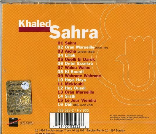 Sahra - CD Audio di Cheb Khaled - 2