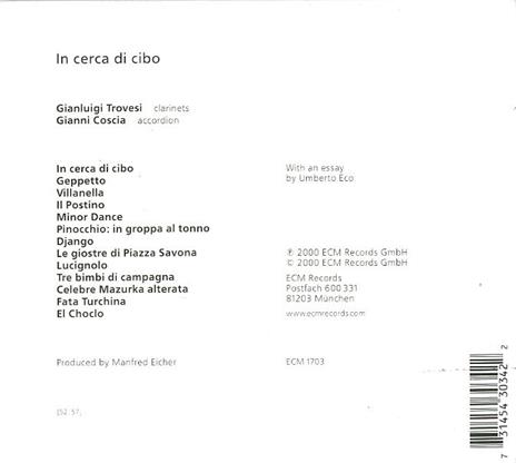 In cerca di cibo - CD Audio di Gianni Coscia,Gianluigi Trovesi - 2
