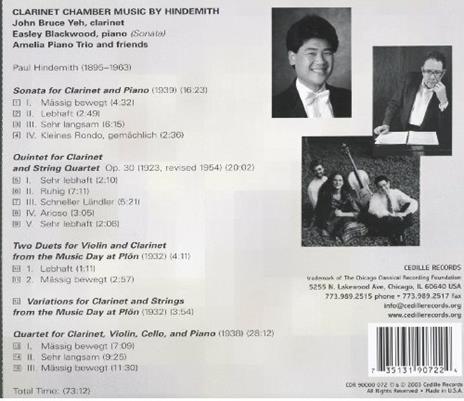 Clarinet Chamber Music - CD Audio di Paul Hindemith