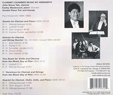 Clarinet Chamber Music - CD Audio di Paul Hindemith - 2