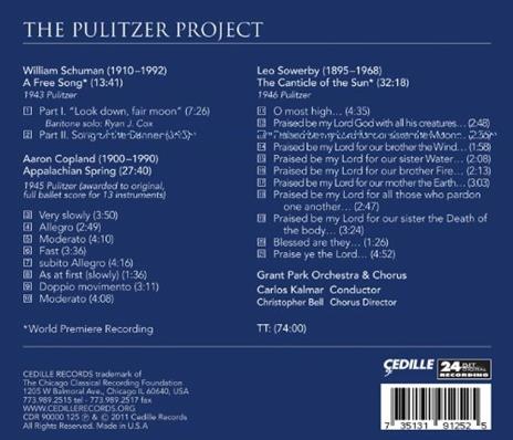 The Pulitzer Project - a Free Song - CD Audio di William Schuman,Carlos Kalmar - 2