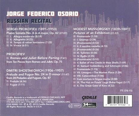Musica e pianoforte - CD Audio di Modest Mussorgsky,Sergei Prokofiev,Dmitri Shostakovich,Jorge Federico Osorio - 2