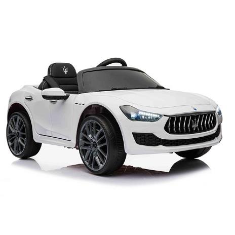 Auto Elettrica Per Bambini Maserati Ghibli Bianca R/C 12v Ing. Mp3, Led E Portiere Apribili Lt880