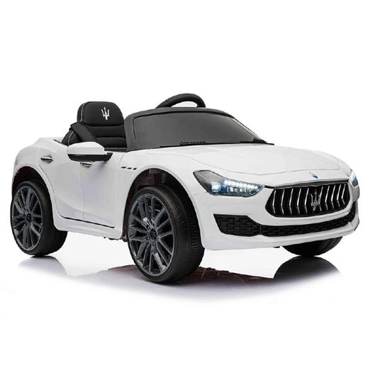 Auto Elettrica Per Bambini Maserati Ghibli Bianca R/C 12v Ing. Mp3, Led E Portiere Apribili Lt880