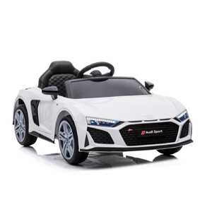 Giocattolo Auto Elettrica Per Bambini Audi R8 Spyder Sport Bianco 12V Con R/C 2.4 Ghz, Usb, Sedile In Pelle, Luci E Suoni Lmt Lamas Toys