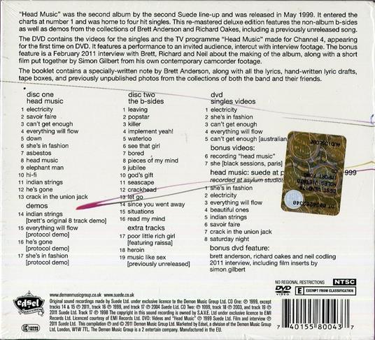 Head Music - CD Audio + DVD di Suede - 2