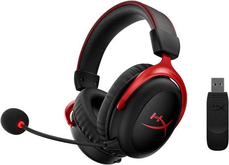 HyperX Cloud II Wireless - Cuffie per il gaming per PC, PS4, PS5*, Nintendo Switch, Batteria a lunga durata fino a 30 ore, Audio Surround 7.1, Microfono con cancellazione del rumore e monitoraggio