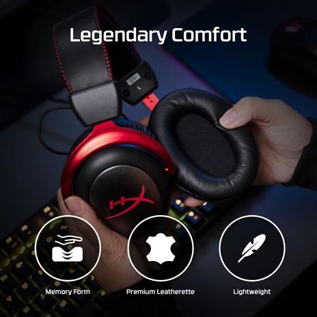 HyperX Cloud II Wireless - Cuffie per il gaming per PC, PS4, PS5*, Nintendo Switch, Batteria a lunga durata fino a 30 ore, Audio Surround 7.1, Microfono con cancellazione del rumore e monitoraggio - 4