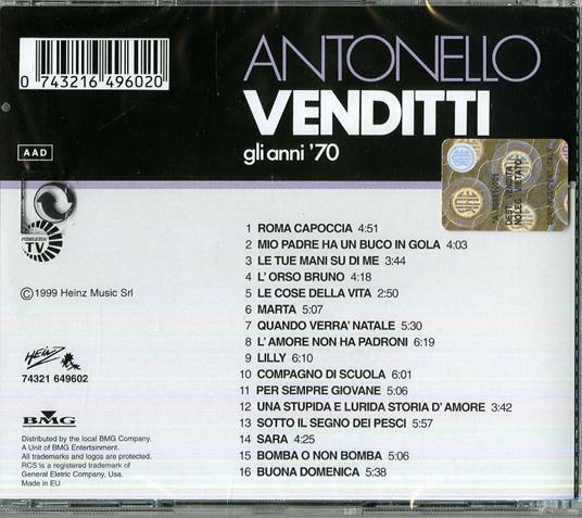Gli anni '70 - CD Audio di Antonello Venditti - 2