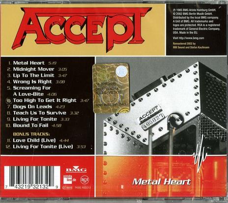 Metal Heart - CD Audio di Accept - 2