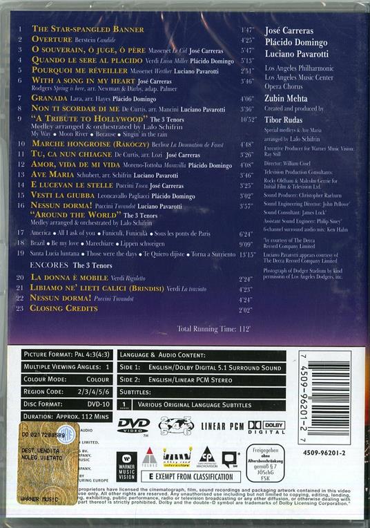 The Three Tenors in Concert. Pavarotti, Domingo, Carreras and Mehta (DVD) - DVD di Placido Domingo,Luciano Pavarotti,José Carreras,Zubin Mehta - 2