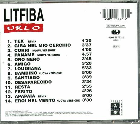 Urlo - CD Audio di Litfiba - 2