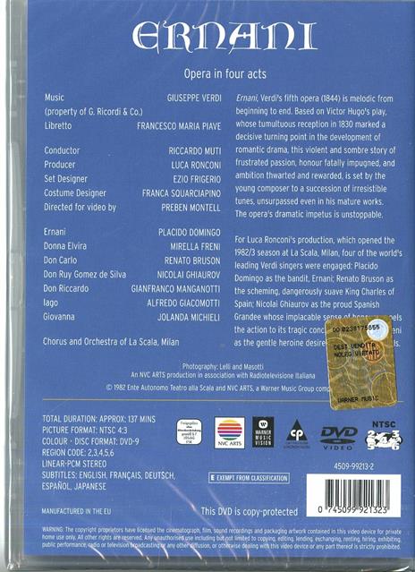 Giuseppe Verdi. Ernani (DVD) - DVD di Placido Domingo,Mirella Freni,Renato Bruson,Giuseppe Verdi - 2