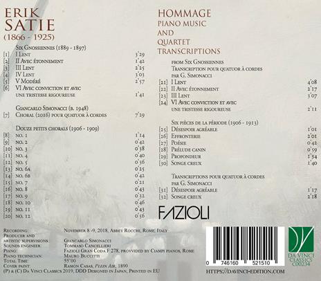 Hommage - CD Audio di Erik Satie,Marco Simonacci - 2