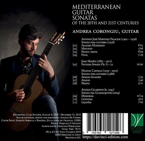 Mediterranean Guitar Sonatas - CD Audio di Andrea Corongiu - 2