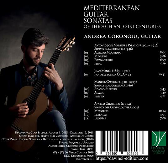 Mediterranean Guitar Sonatas - CD Audio di Andrea Corongiu - 2
