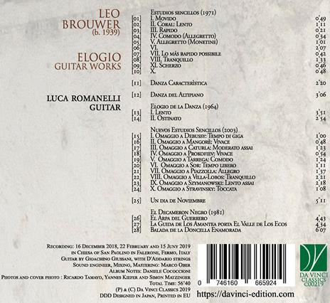 Elogio. Musica per chitarra - CD Audio di Leo Brouwer,Luca Romanelli - 2
