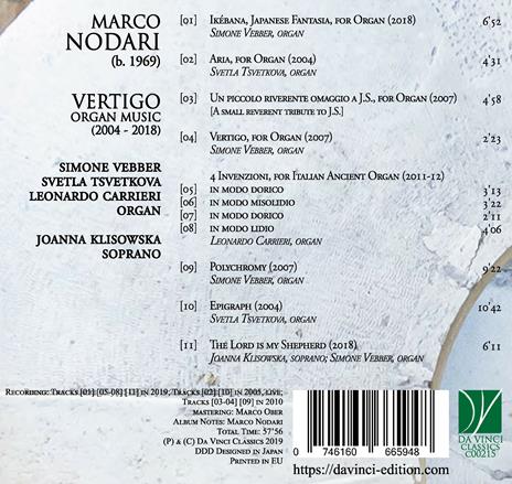 Vertigo. Organ Works - CD Audio di Marco Nodari,Simone Vebber - 2