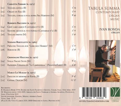 Tabula Summa. Contemporary Organ Works - CD Audio di Ivan Ronda - 2