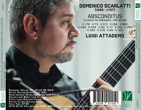 Absconditus. 15 Sonate per chitarra - CD Audio di Domenico Scarlatti,Luigi Attademo - 2