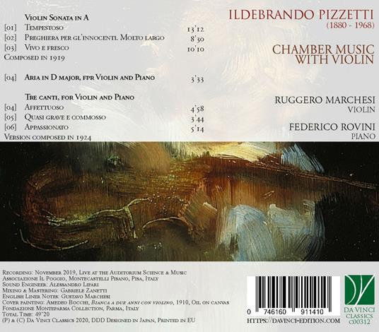 Chamber Music with Violin - CD Audio di Ildebrando Pizzetti,Ruggero Marchesi - 2