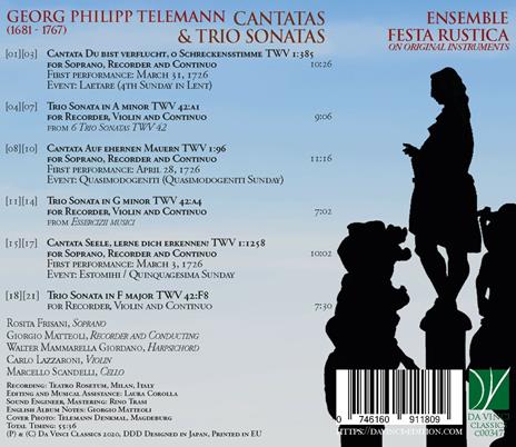 Cantatas and Trio Sonatas - CD Audio di Georg Philipp Telemann,Ensemble Festa Rustica,Rosita Frisani - 2