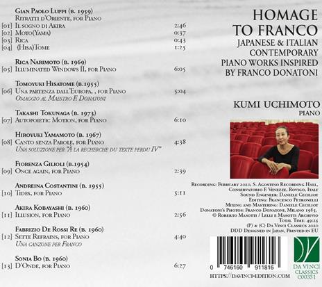 Homage to Franco. Contemporary Piano Works - CD Audio di Kumi Uchimoto - 2