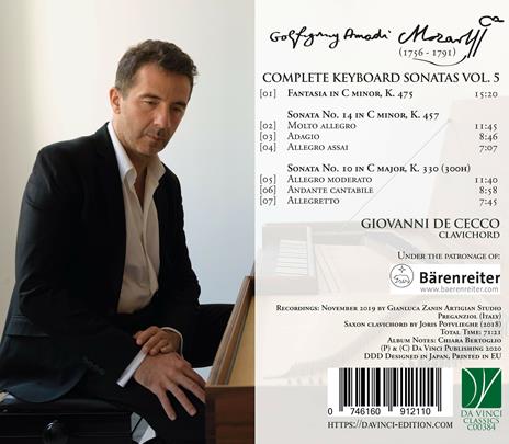 Complete Keyboard Sonatas vol.5 - CD Audio di Wolfgang Amadeus Mozart,Giovanni De Cecco - 2