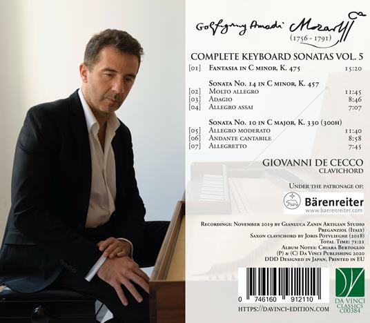 Complete Keyboard Sonatas vol.5 - CD Audio di Wolfgang Amadeus Mozart,Giovanni De Cecco - 2