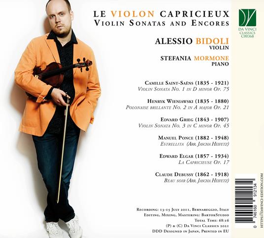 Le Violon Capricieux. Violin Sonatas and Encores - CD Audio di Alessio Bidoli - 2