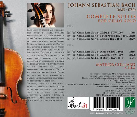 Suites per violoncello - CD Audio di Johann Sebastian Bach,Matilda Colliard - 2