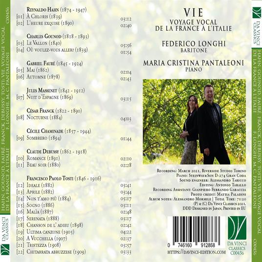 Vie. Voyage vocal de la France à l'Italie - CD Audio di Federico Longhi,Maria Cristina Pantaleoni - 2