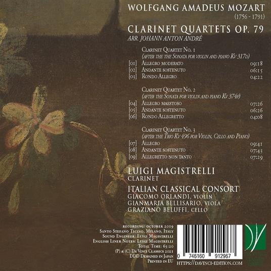 Clarinet Quartets op.79 - CD Audio di Wolfgang Amadeus Mozart,Luigi Magistrelli - 2