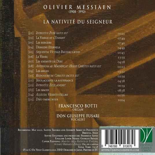 La Nativité du Seigneur - CD Audio di Olivier Messiaen,Francesco Botti - 2