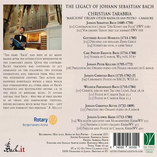 The Legacy of Johann Sebastian Bach - CD Audio di Johann Sebastian Bach,Christian Tarabbia - 2