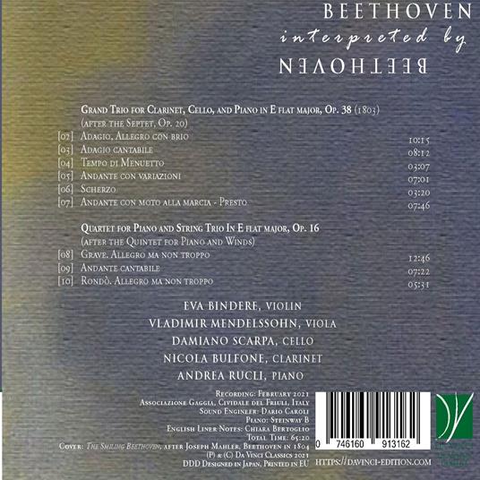 Beethoven Interpreted by Beethoven. Clarinet Trio op.38 - Piano Quartet n.16 - CD Audio di Ludwig van Beethoven,Andrea Rucli - 2