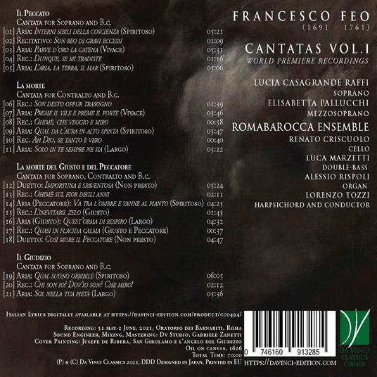 Cantatas vol.1 - CD Audio di Francesco Feo,Roma Barocca - 2