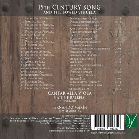 15th Century Song and the Bowed Vihuela - CD Audio di Cantar alla Viola - 2