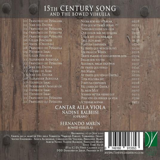 15th Century Song and the Bowed Vihuela - CD Audio di Cantar alla Viola - 2